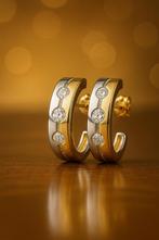 14K Gouden Oorbellen met Diamant, Sieraden, Tassen en Uiterlijk, Oorbellen, Ophalen of Verzenden, Zo goed als nieuw, Met edelsteen