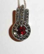 Kettinghanger Granaat Markasiet 925 zilver, Overige voorstellingen, Zo goed als nieuw, Rood, Zilver