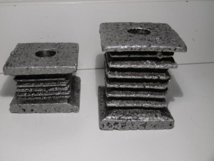 2 Vintage gesigneerde aluminium brutalist Ceysens kandelaars, Antiek en Kunst, Kunst | Designobjecten, Ophalen of Verzenden