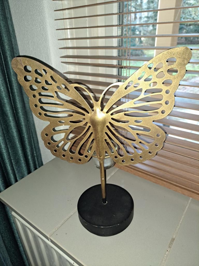 Sier vlinder met waxinelichtjehouder, Ophalen, Gebruikt, Binnen