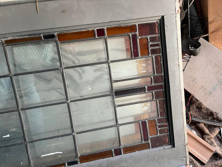 Oude Glas in Lood Deur, Doe-het-zelf en Verbouw, Deuren en Horren, Gebruikt, Binnendeur, 200 tot 215 cm, 80 tot 100 cm, Glas, Ophalen of Verzenden