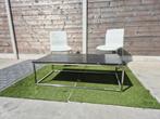 Salontafel Set | Echt Marmer! | Zwart Natuursteen met wit, Tuin en Terras, Tuintafels, Ophalen of Verzenden, Nieuw, Rechthoekig