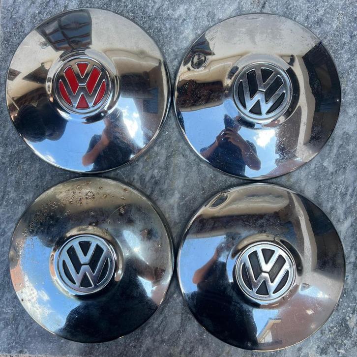 VW 4x130 Chromen set Wieldoppen KG Kever T14 1968->, Auto diversen, Auto-accessoires, Gebruikt, Ophalen of Verzenden