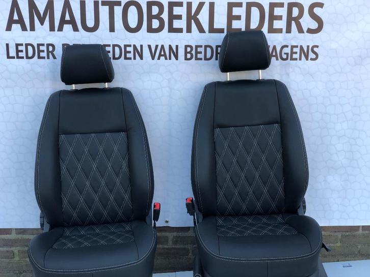Bestuurder + Bijrijderstoel met zwart leder voor VW Caddy, Auto-onderdelen, Interieur en Bekleding, Volkswagen, Nieuw, Ophalen