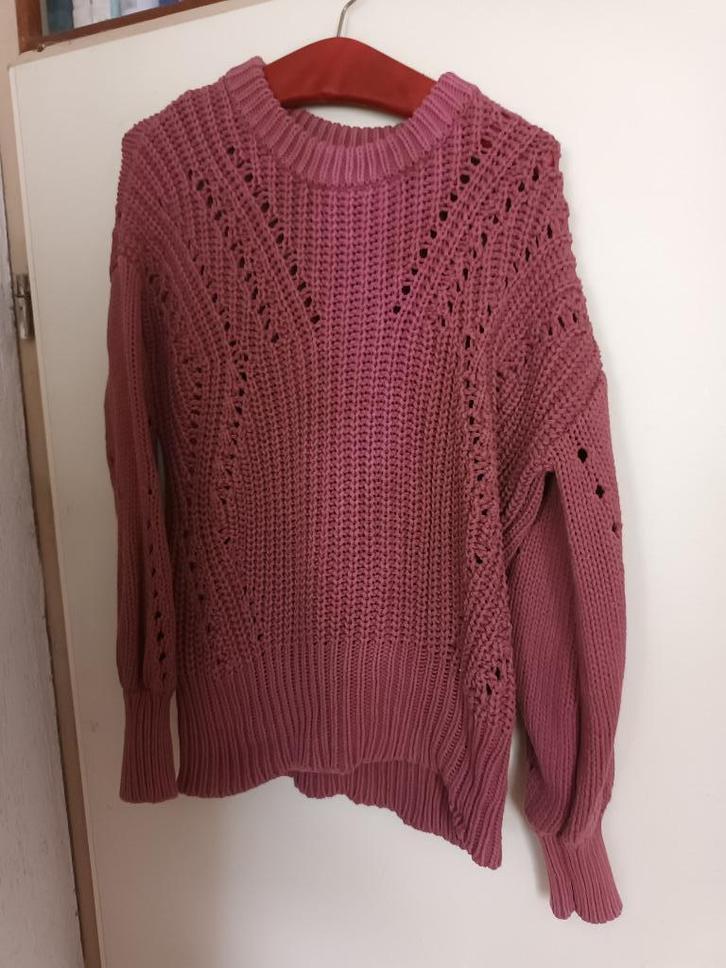 Roze paarse trui kabeltrui Ruby Tuesday mt 3 42 100% katoen, Kleding | Dames, Truien en Vesten, Zo goed als nieuw, Maat 42/44 (L)