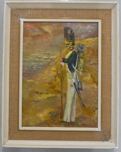 Grenadier ~ 1950 - gesigneerd - olieverf op doek - gelijst, Antiek en Kunst, Kunst | Schilderijen | Klassiek, Ophalen of Verzenden