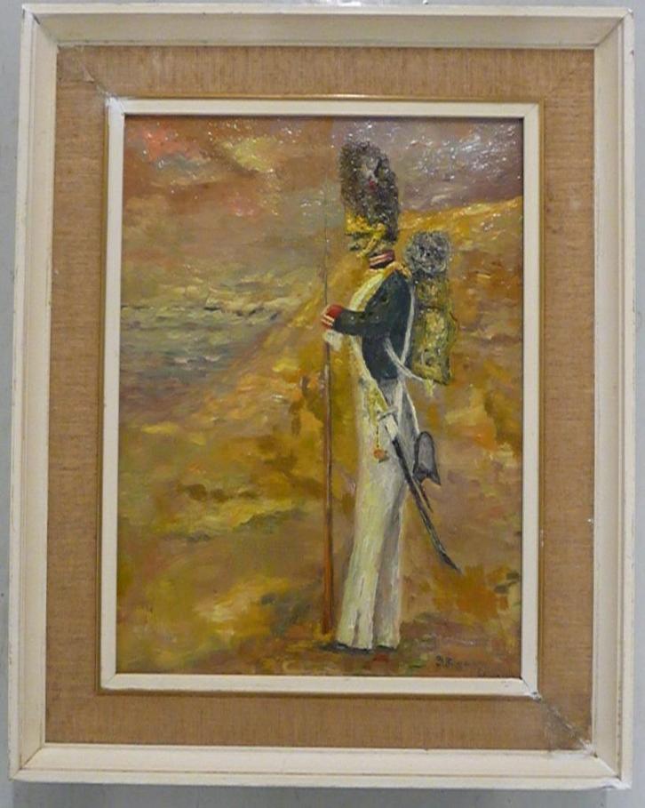 Grenadier ~ 1950 - gesigneerd - olieverf op doek - gelijst, Antiek en Kunst, Kunst | Schilderijen | Klassiek, Ophalen of Verzenden
