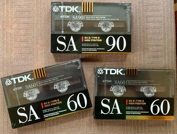 3x NOS TDK SA60 SA90 1990 NIEUW cassettebandjes SA-90 SA 60 beschikbaar voor biedingen