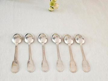6 verzilverde koffielepels, model spatel. beschikbaar voor biedingen