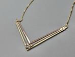 Vintage gouden ketting met 3 kleuren goudenhanger. 2025/415., ., Ophalen of Verzenden, Zo goed als nieuw, .