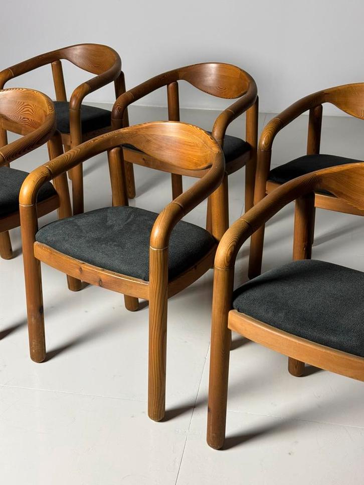 Rainer Daumiller stoelen set van 6 vintage, Huis en Inrichting, Stoelen, Zo goed als nieuw, Vijf, Zes of meer stoelen, Stof, Bruin