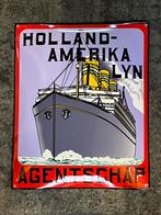 Emaille reclamebord Holland Amerika Lijn agentschap, Reclamebord, Ophalen of Verzenden, Zo goed als nieuw, X