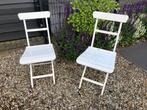 Twee leuke witte bistrostoeltjes (inklapbaar), Tuin en Terras, Ophalen, Gebruikt, Inklapbaar