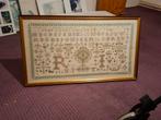 Geborduurde merklap mooi ingelijst, Antiek en Kunst, Curiosa en Brocante, Ophalen