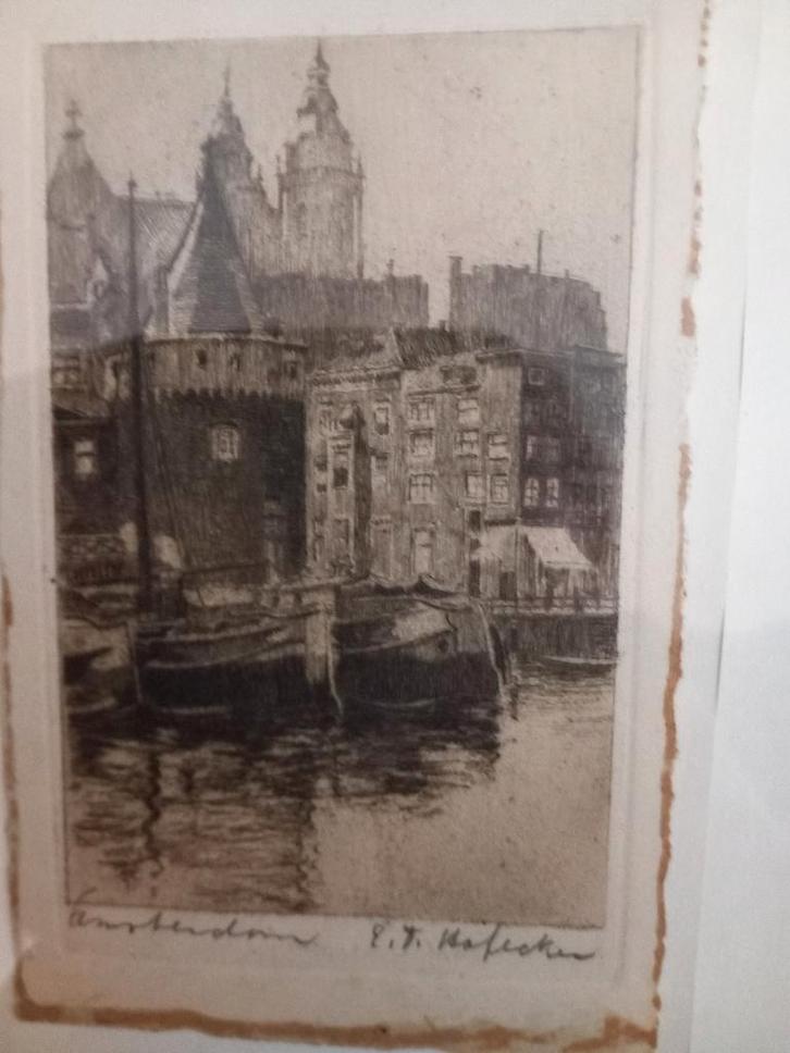 Ets van Amsterdam door E.T. Hofstee, Antiek en Kunst, Kunst | Etsen en Gravures, Ophalen