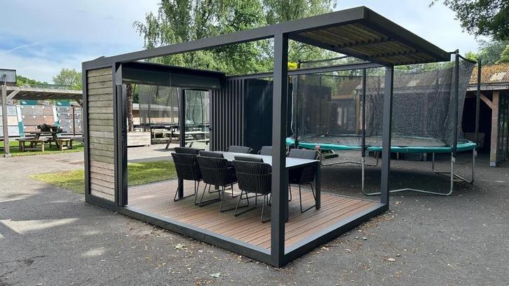 aluminium pergola met diverse wind- en zonwering, showmodel, Tuin en Terras, Zonneschermen, Gebruikt, Overige typen, 150 tot 300 cm