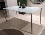 Eettafel -RVS poten -glazen blad -Fritz Hansen, Huis en Inrichting, Tafels | Eettafels, Ophalen, Gebruikt, 50 tot 100 cm, Glas
