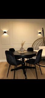 Zwarte IKEA INGATORP eettafel – rond & uitschuifbaar, Ophalen of Verzenden, Rond, 100 tot 150 cm