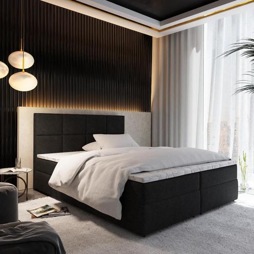 ACTIE Opberg Boxspring 200 x 220 Zwart/Antraciet - Levi, Huis en Inrichting, Slaapkamer | Boxsprings, Nieuw, Overige maten, 220 cm