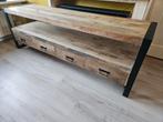 Tv meubel / televisiekast mango hout en zwart metaal, 150 tot 200 cm, Zo goed als nieuw, Minder dan 100 cm, Industrieel