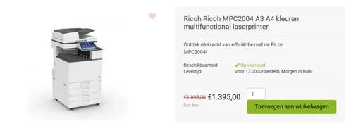 Ricoh MPC2004 A3 A4 kleuren multifunctional laserprinter, Computers en Software, Printers, Refurbished, Printer, Laserprinter