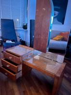 Vintage Houten Kaptafel met Spiegel, Huis en Inrichting, Gebruikt, 100 tot 150 cm, Vintage, Hout