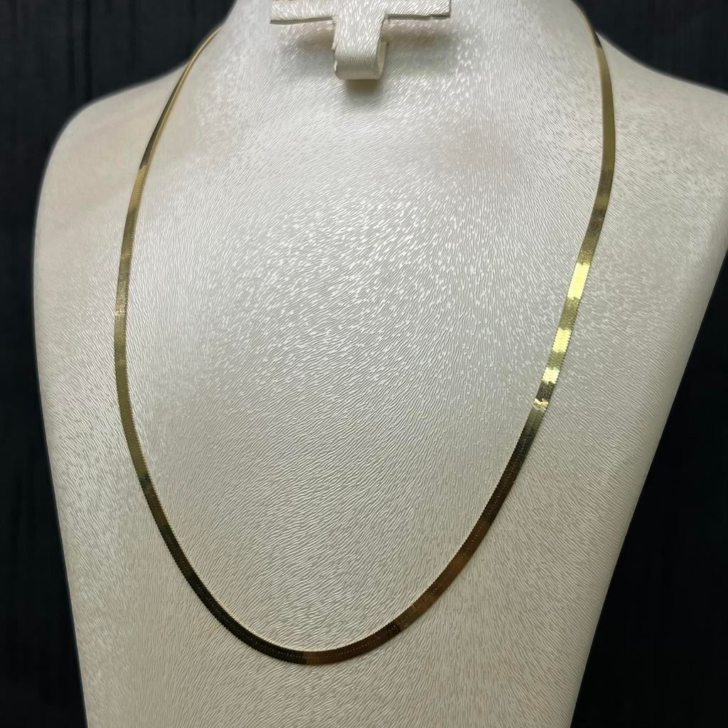 14k gouden ketting collier gladde schakel, Ophalen of Verzenden, Zo goed als nieuw, Goud