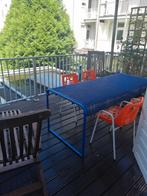 Blauwe tuintafel, ophalen, Tuin en Terras, Tuintafels, Ophalen, Gebruikt, Rechthoekig, Metaal