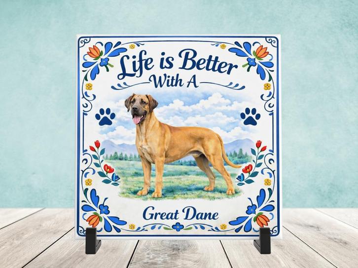 Life is Better With a Great Dane - Tegel, Huis en Inrichting, Woonaccessoires | Tekstborden en Spreuken, Nieuw, Verzenden