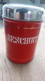 Emaille rode beschuitbus oud met gouden randje brocante bus, Antiek en Kunst, Antiek | Emaille, Ophalen of Verzenden