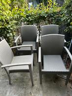 4 Grijze Rotan/Plastic tuinstoelen set, Ophalen, Kunststof, Gebruikt, Vier