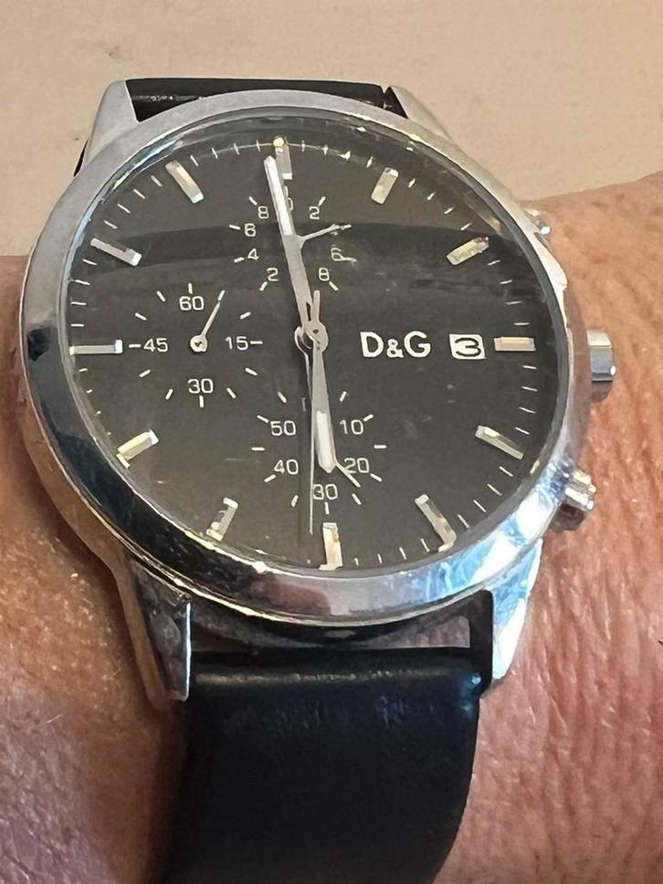 Dolce & Gabbana herenhorloge - leren band en stalen kast, Sieraden, Tassen en Uiterlijk, Horloges | Heren, Zo goed als nieuw, Polshorloge