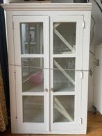 witte kast met glas in deurtjes, Huis en Inrichting, Kasten | Dressoirs, Ophalen, 50 tot 100 cm, 25 tot 50 cm, Gebruikt