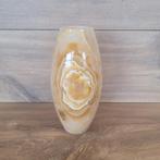 Vintage onyx marmeren vaas jaren 80, 20,5 cm hoog, Huis en Inrichting, Woonaccessoires | Vazen, Steen, Niks, Oranje, Ophalen of Verzenden