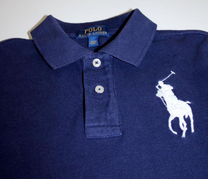 Ralph Lauren rugby polo navy bigpony wit maat 128, Kinderen en Baby's, Kinderkleding | Maat 128, Zo goed als nieuw, Jongen, Trui of Vest