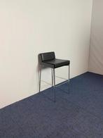 10 x Design barkruk Ahrend, zwart leder, chroom frame, Huis en Inrichting, Barkrukken, Ophalen, Met voetsteun, 60 tot 90 cm, Leer