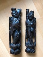 Ebbenhouten Chinese Beelden - Set van 2 Handgesneden Figuren, Ophalen of Verzenden