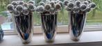 Drie zilveren vazen met zilveren kerststekers, Antiek en Kunst, Ophalen of Verzenden