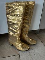 Gouden glitter laarzen mt 39 - Kerst/Carnaval, Ophalen, Zo goed als nieuw, Geel, Hoge laarzen