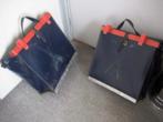 2 GROTE ZWARE LEREN ANTIEKE FIETSTASSEN,DONKERBLAUW, Fietsen en Brommers, Ophalen of Verzenden, Zo goed als nieuw