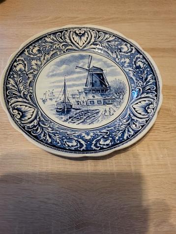 Delfts Blauw Wandtegel - Molen en Zeilschip 26 CM beschikbaar voor biedingen