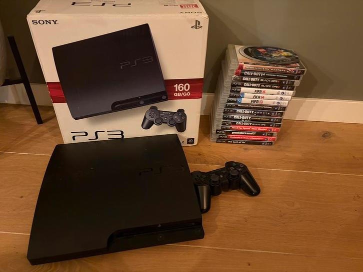 Playstation 3 slim met games, Spelcomputers en Games, Spelcomputers | Sony PlayStation 3, Gebruikt, Slim, 120 GB, Met 1 controller