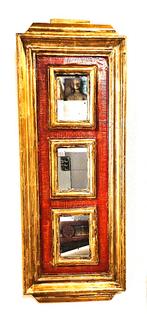 Italiaanse houten goud gedoreerde spiegel., Antiek en Kunst, Ophalen of Verzenden, Rechthoekig, Minder dan 50 cm, Minder dan 100 cm