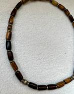 Bohemian herenketting surfer kralenketting bruin hout metaal, Ophalen of Verzenden, Gebruikt, Bruin, Overige materialen