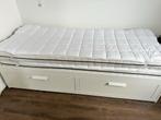 IKEA Brimnes Uitschuifbed 90x200 + Sultan Matrassen, Ophalen, 90 cm, Wit, Tweepersoons