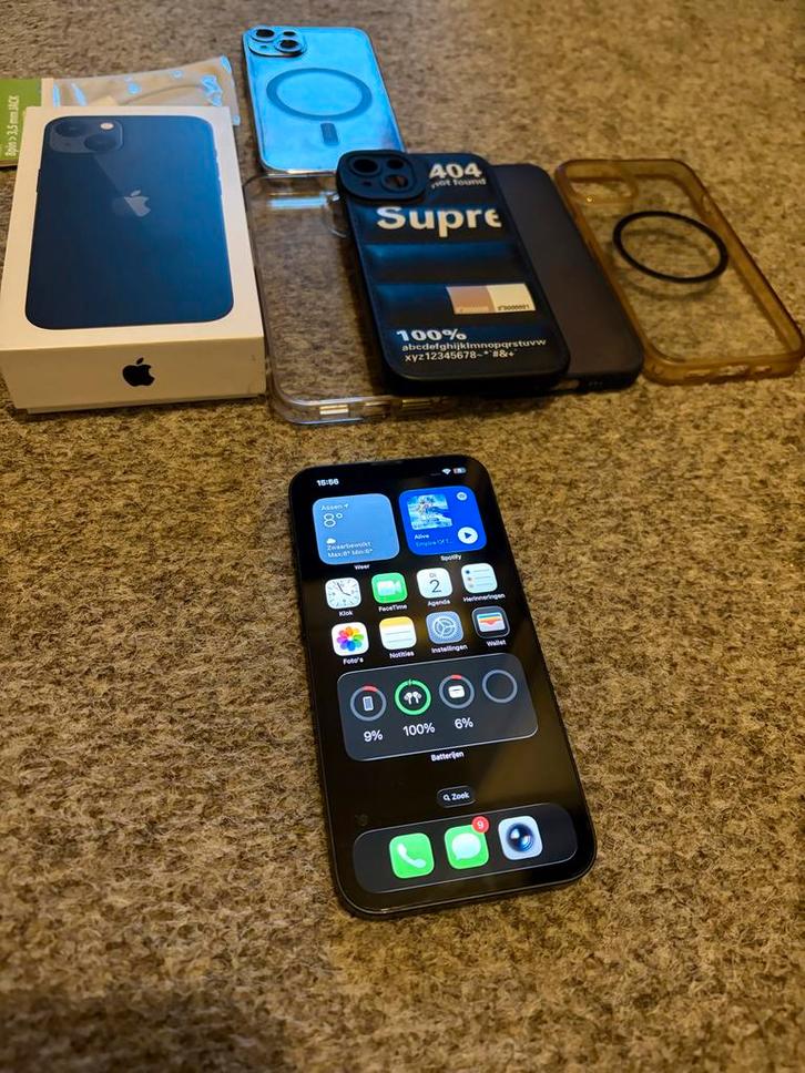 iPhone 13 256GB Zwart + Hoesjes & Adapter, Telecommunicatie, Mobiele telefoons | Apple iPhone, Gebruikt, 256 GB, Zonder abonnement