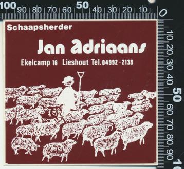 Sticker: Jan Adriaans - Schaapherder - Lieshout (20) beschikbaar voor biedingen