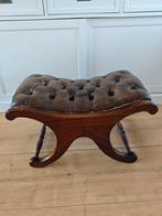 Prachtige Chesterfield lederen poef / hocker / voetenbank, Ophalen, Gebruikt, Rechthoekig