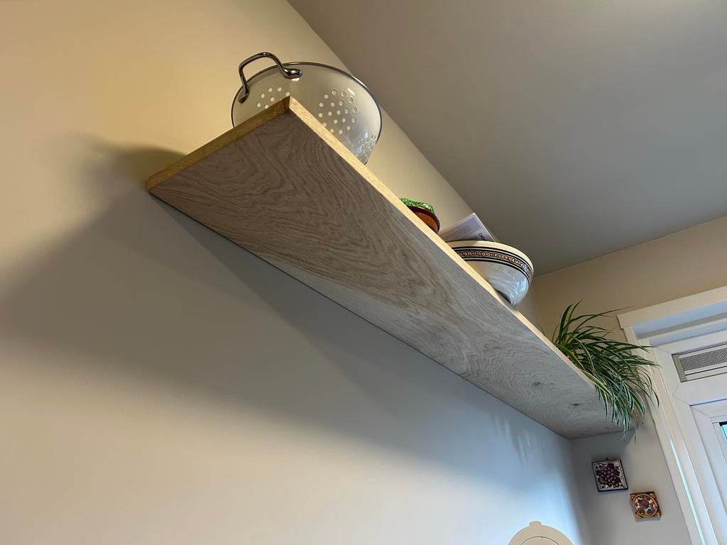 Zwevende wand plank massief eiken blinde bevestiging, Huis en Inrichting, Woonaccessoires | Wandplanken en Boekenplanken, Ophalen