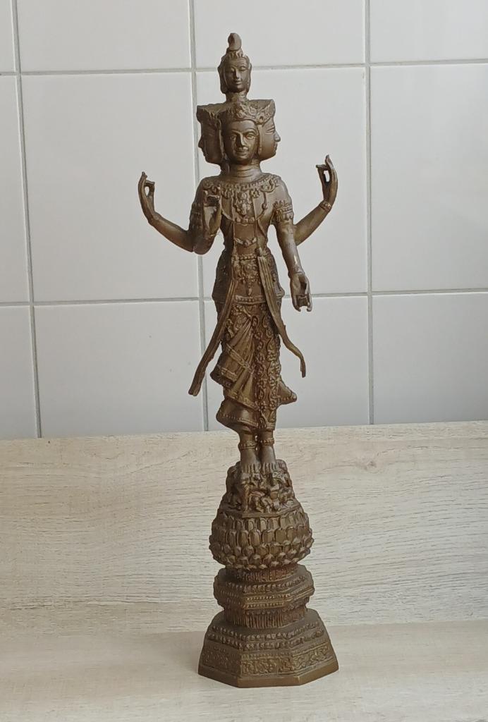 Trimurti brons standbeeld. VERKOCHT!, Antiek en Kunst, Antiek | Koper en Brons, Brons, Ophalen of Verzenden